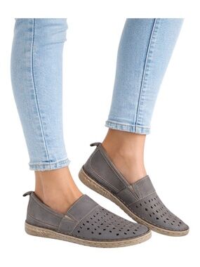 Josef Seibel Sofie 27 Flat Slip On EU 40 US 9 9.5 Gray Perforated Leather